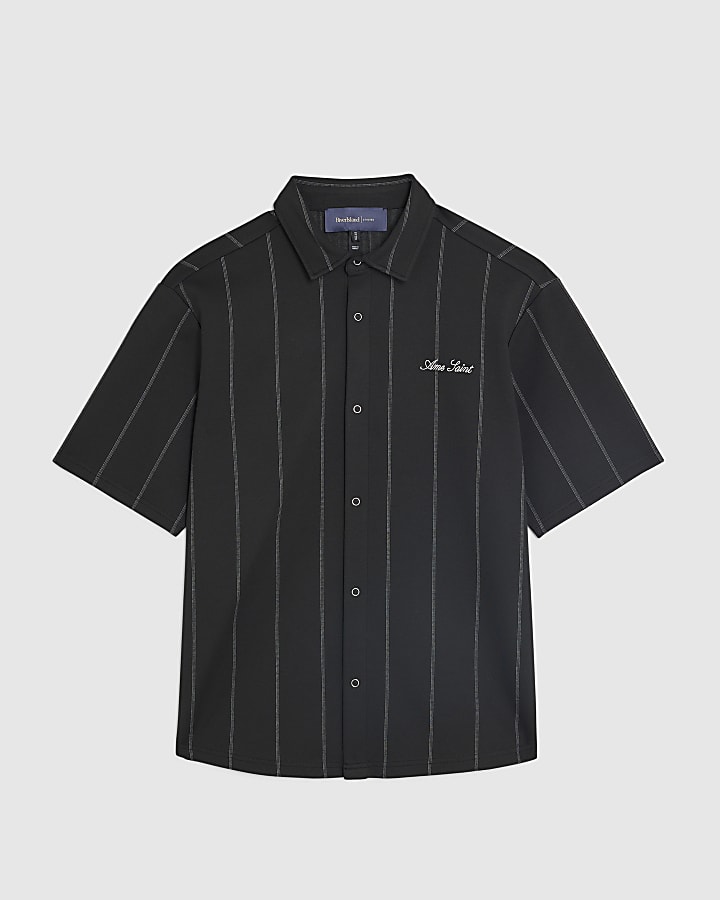 nero vestibilità regolare gessato shirt