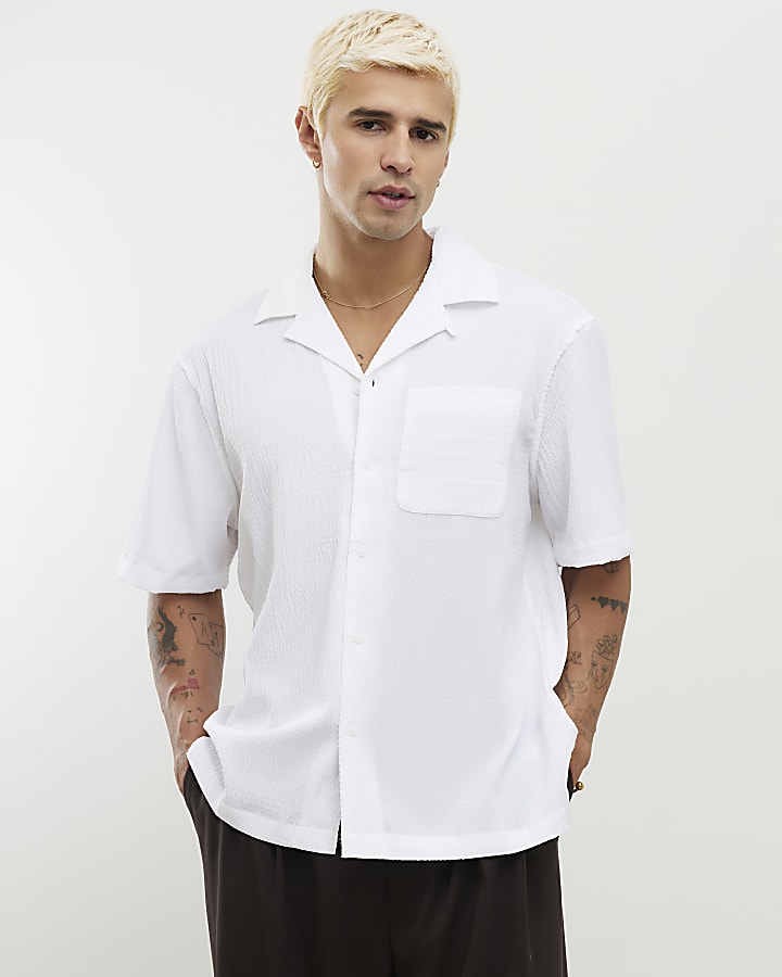bianco regular fit shirt testurizzata