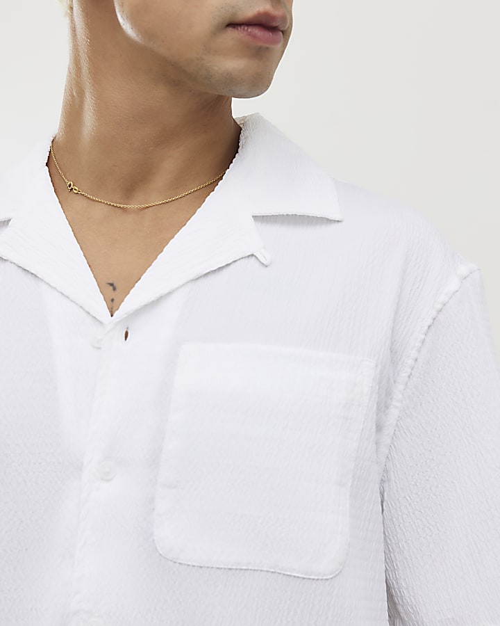 bianco regular fit shirt testurizzata