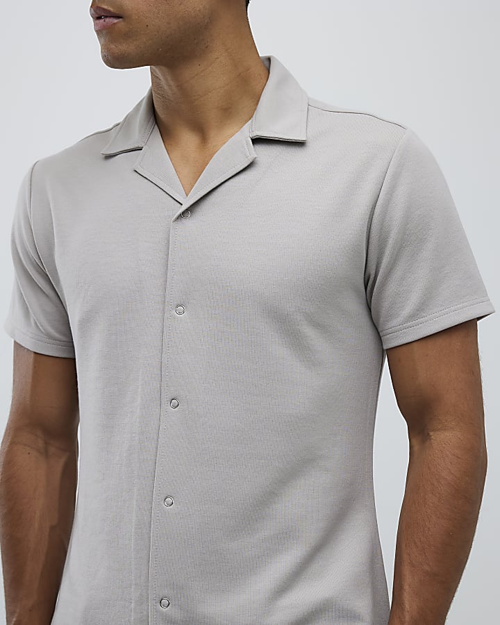 beige muscle fit shirt