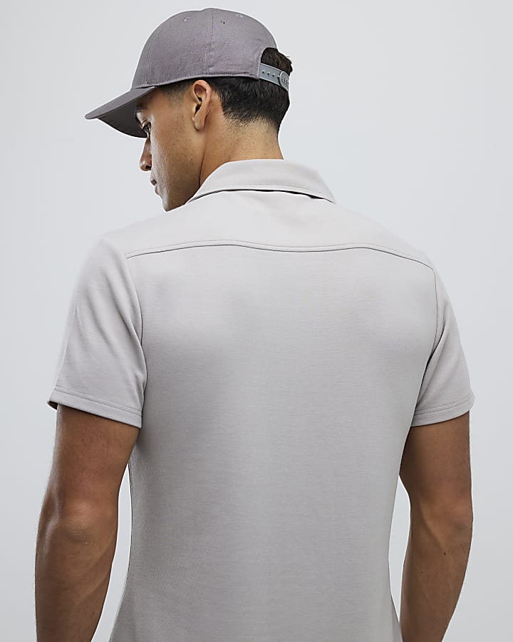 beige muscle fit shirt