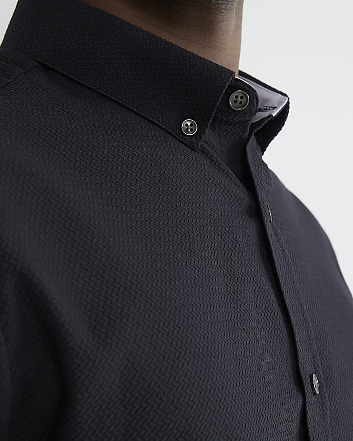nero muscle fit shirt testurizzata