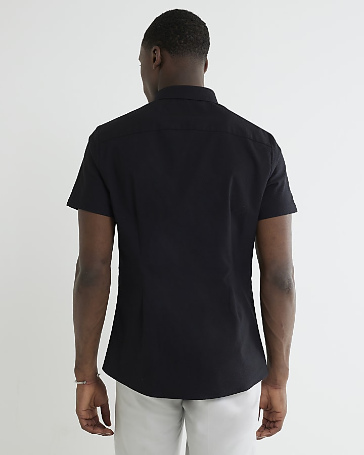 nero muscle fit shirt testurizzata