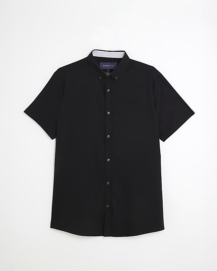 nero muscle fit shirt testurizzata