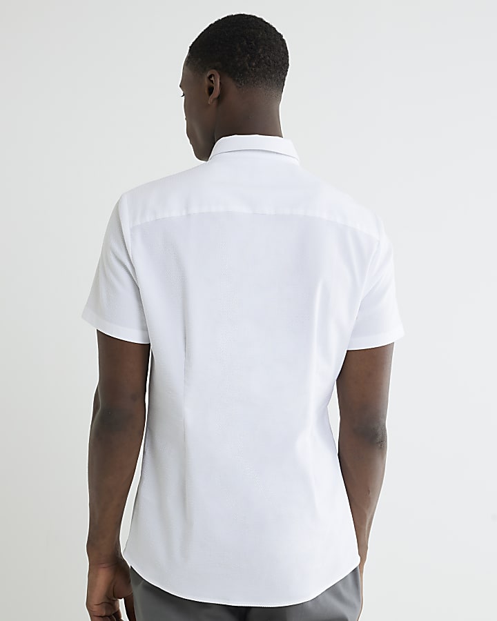 white muscle fit shirt testurizzata
