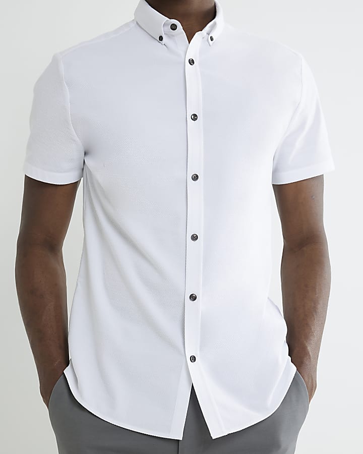 white muscle fit shirt testurizzata