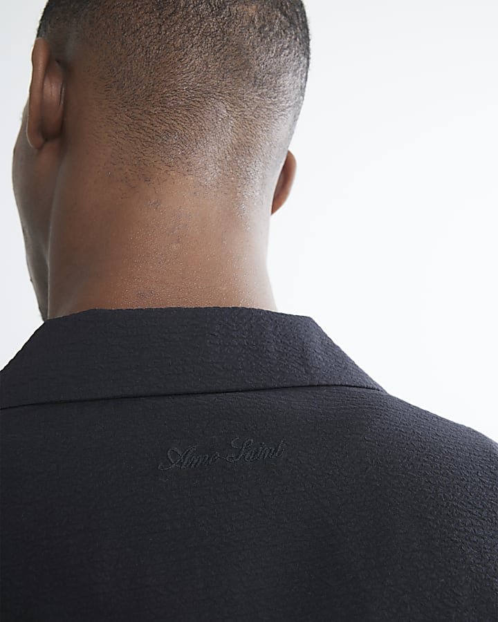nero vestibilità regolare texture shirt