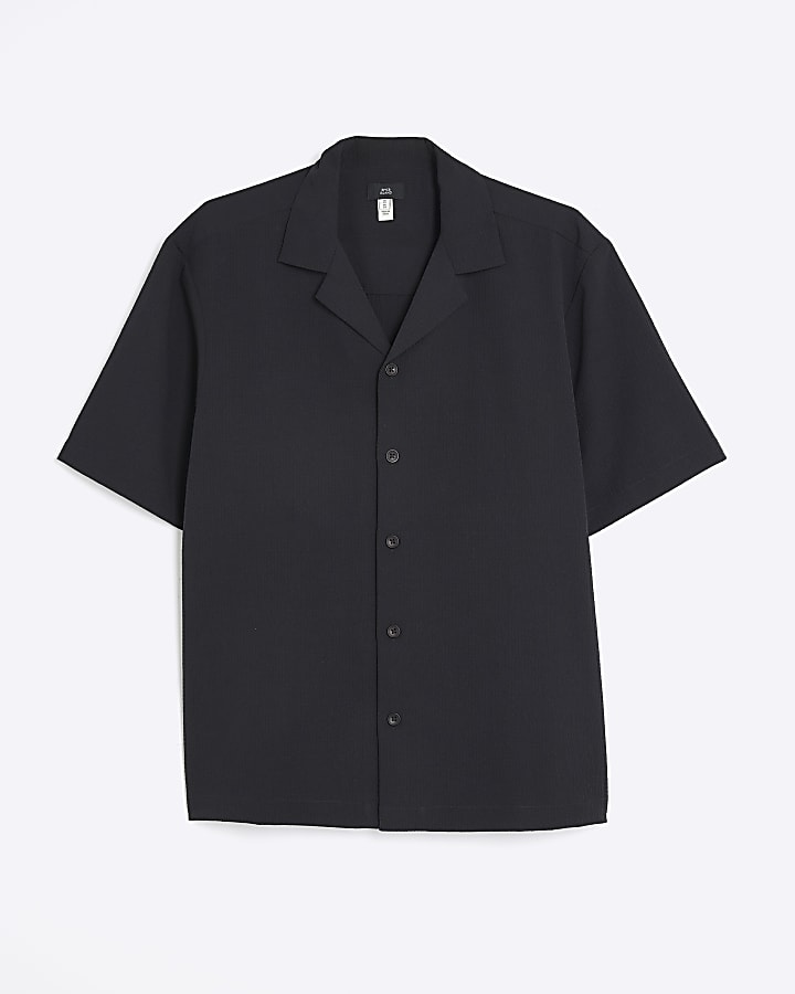 nero vestibilità regolare texture shirt