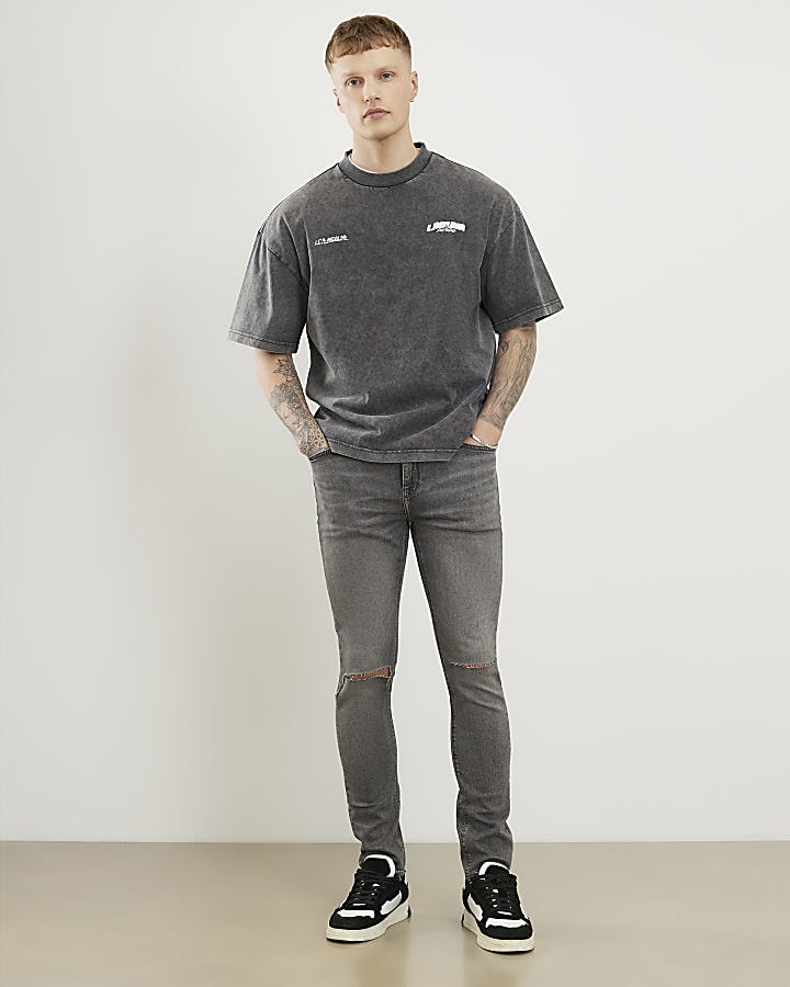 grigio skinny fit jeans rip