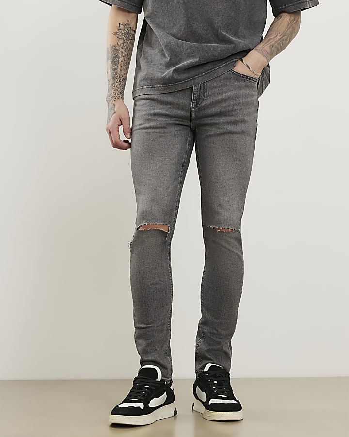 grigio skinny fit jeans rip