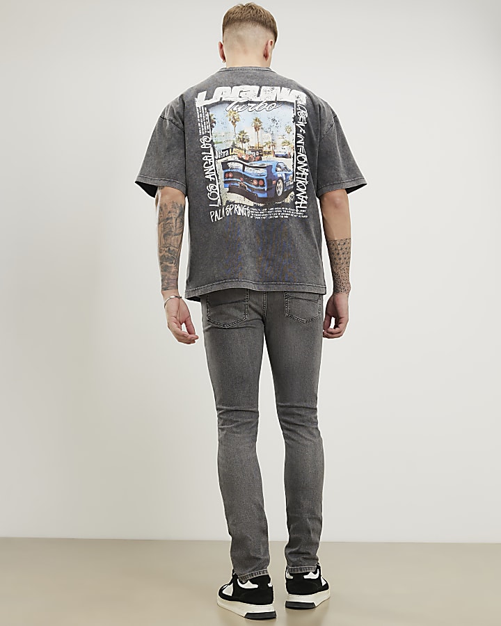 grigio skinny fit jeans rip
