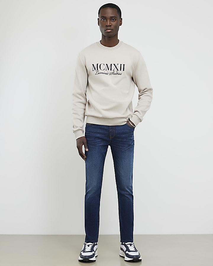 blu skinny fit mid wash jeans