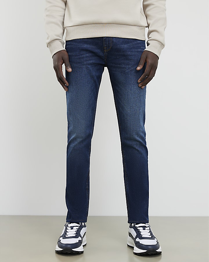 blu skinny fit mid wash jeans