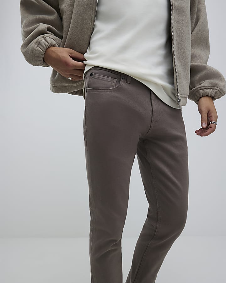 marrone slim fit lavato i jeans