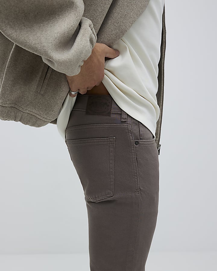 marrone slim fit lavato i jeans