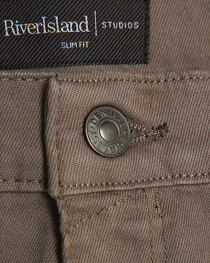marrone slim fit lavato i jeans