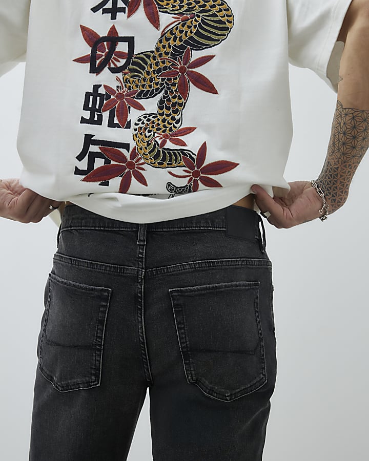 nero lavato slim fit jeans