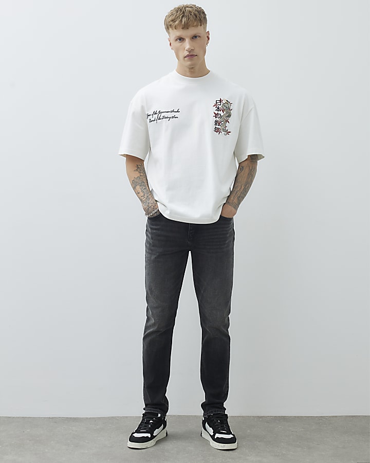 nero lavato slim fit jeans