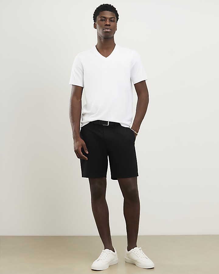 nero con cintura slim fit chino shorts
