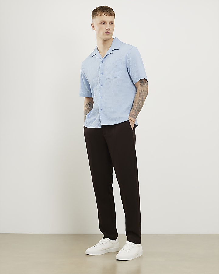 marrone slim fit pantaloni texture
