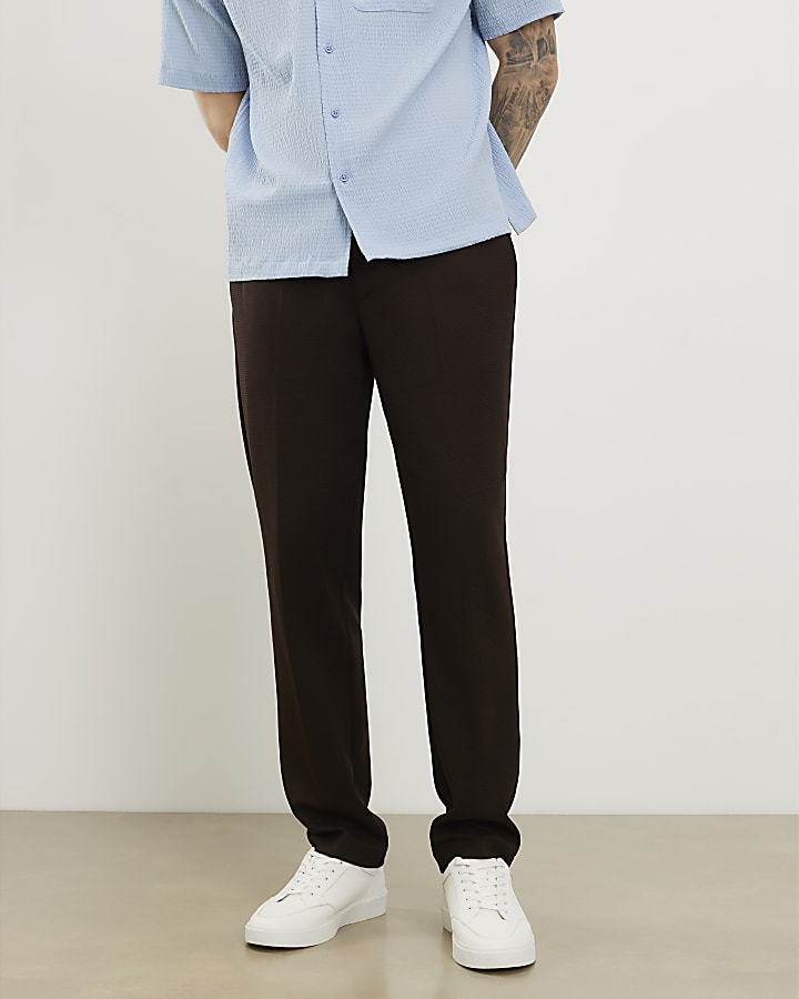 marrone slim fit pantaloni texture