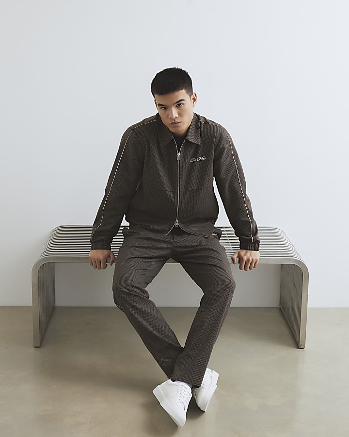 marrone slim fit puppytooth di sottofondo pantaloni