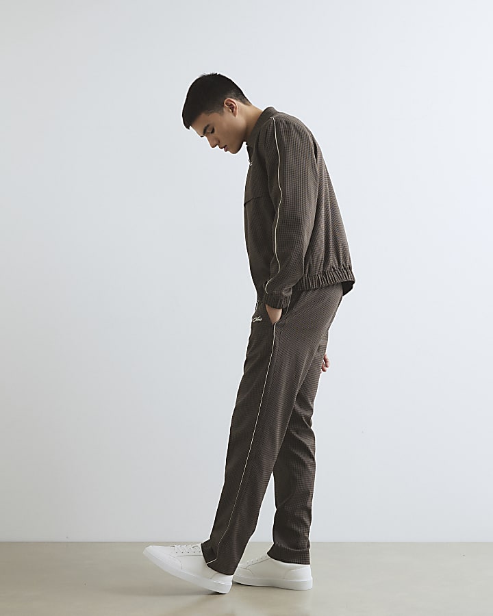 marrone slim fit puppytooth di sottofondo pantaloni