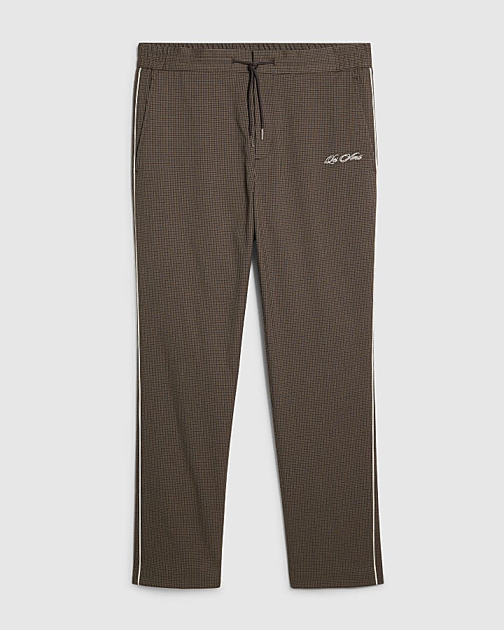 marrone slim fit puppytooth di sottofondo pantaloni