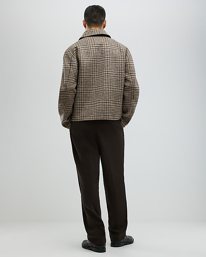 marrone twill pantaloni a gamba larga