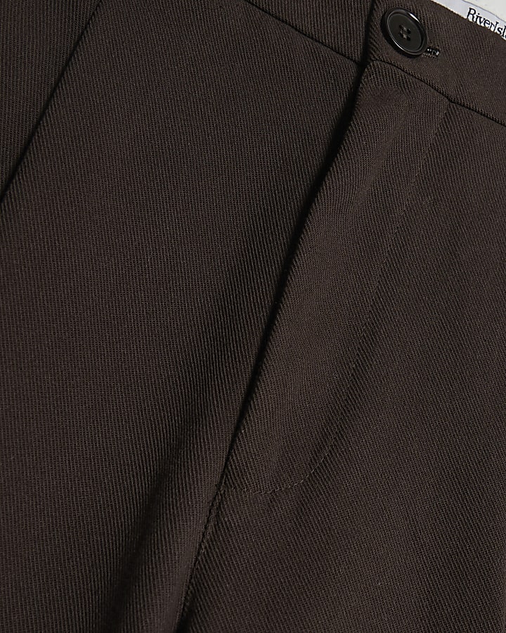 marrone twill pantaloni a gamba larga