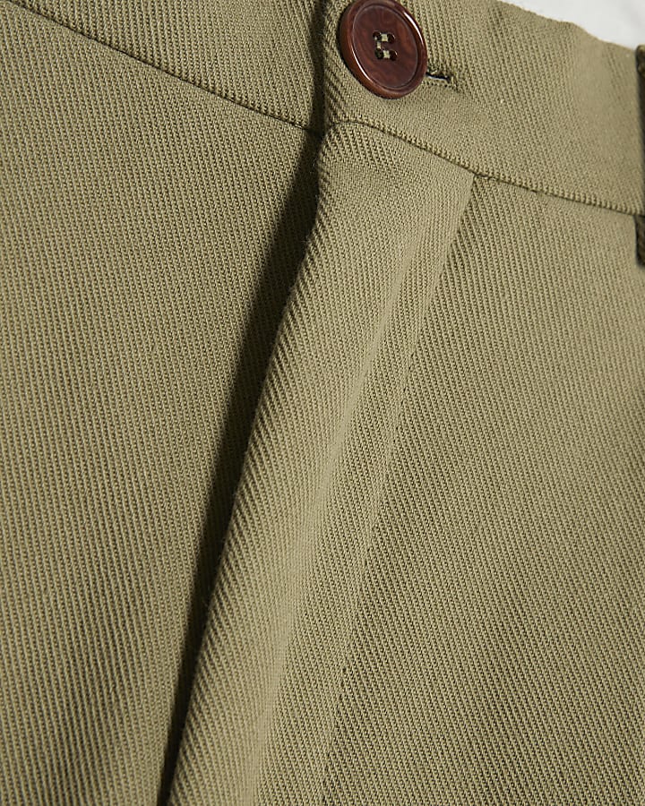 khaki twill pantaloni a gamba larga