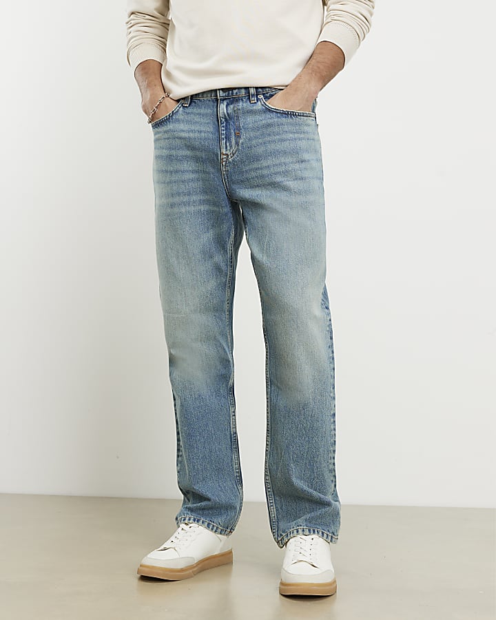 blu gamba a tubo mid wash jeans