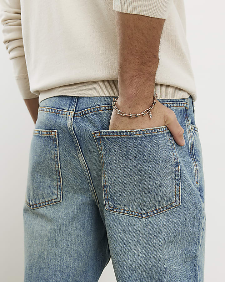 blu gamba a tubo mid wash jeans