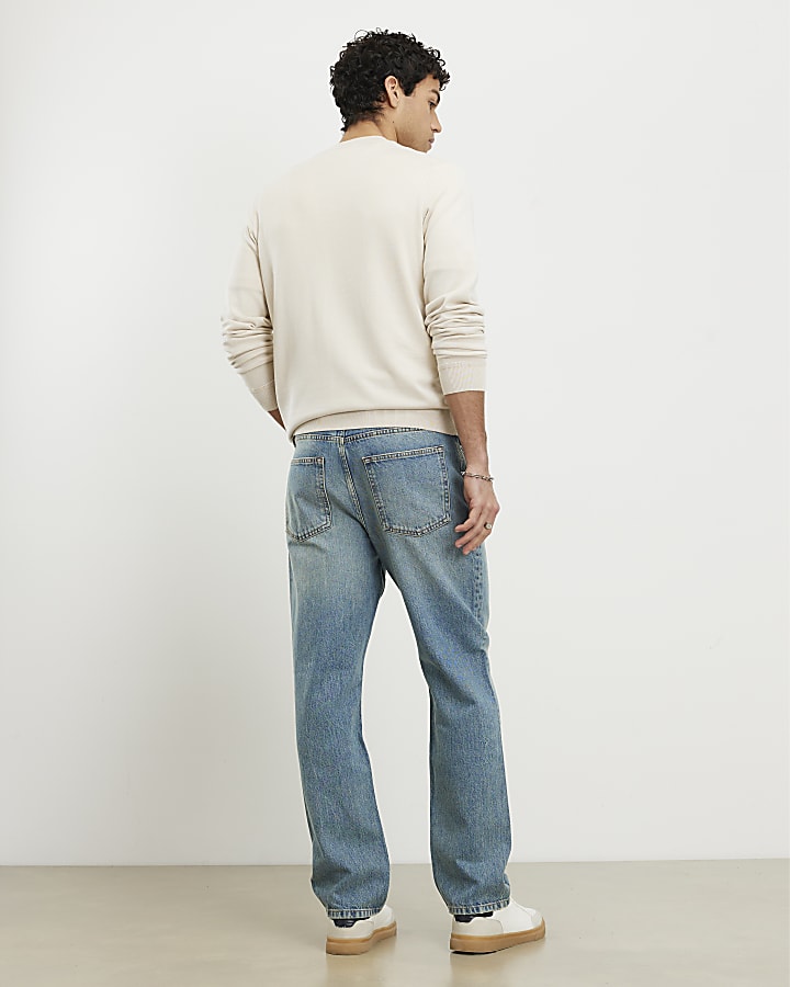 blu gamba a tubo mid wash jeans