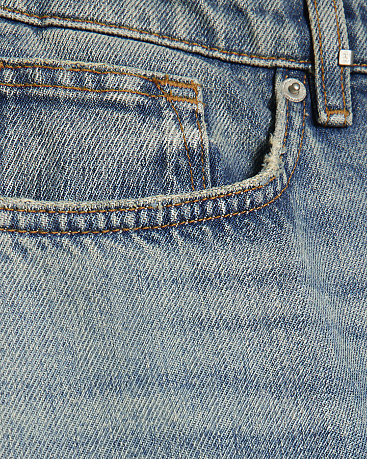 blu gamba a tubo mid wash jeans