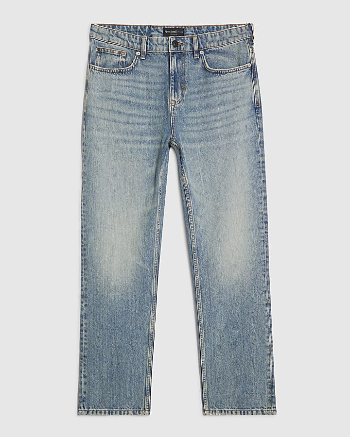 blu gamba a tubo mid wash jeans
