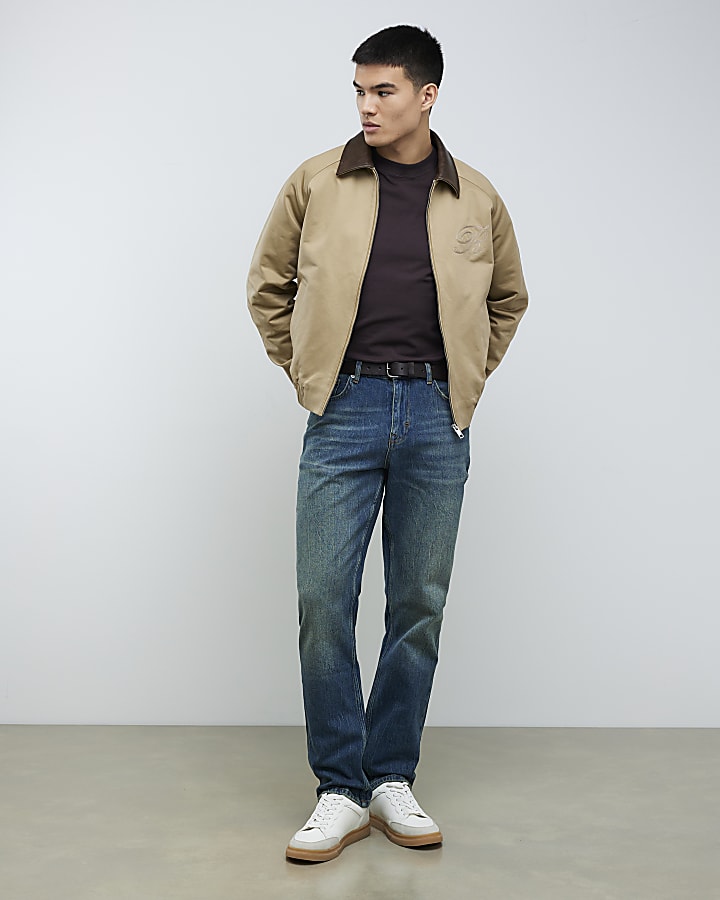 blu gamba a tubo mid wash jeans