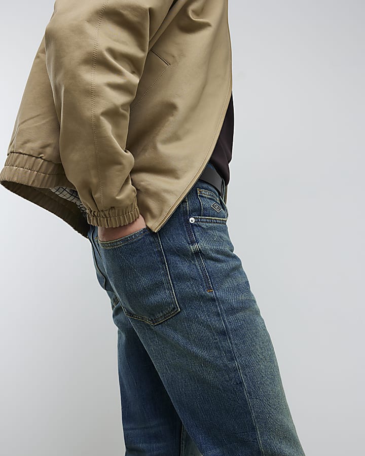 blu gamba a tubo mid wash jeans