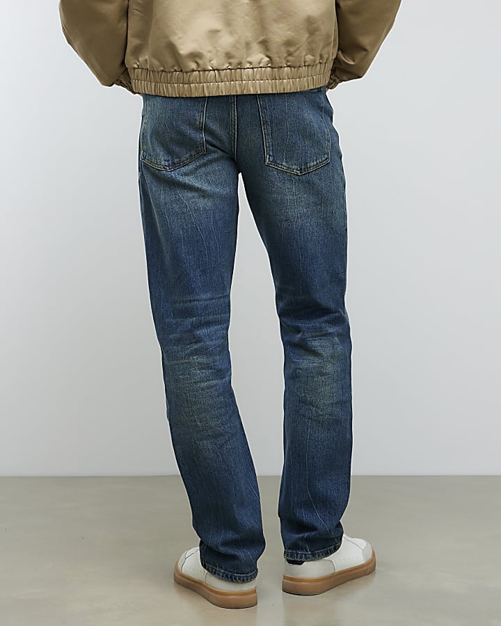 blu gamba a tubo mid wash jeans