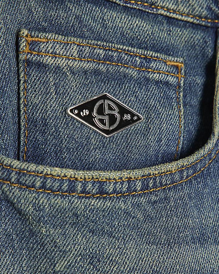 blu gamba a tubo mid wash jeans