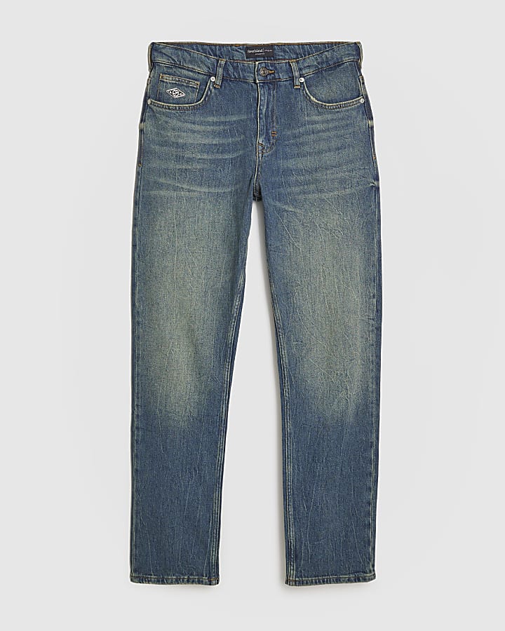blu gamba a tubo mid wash jeans