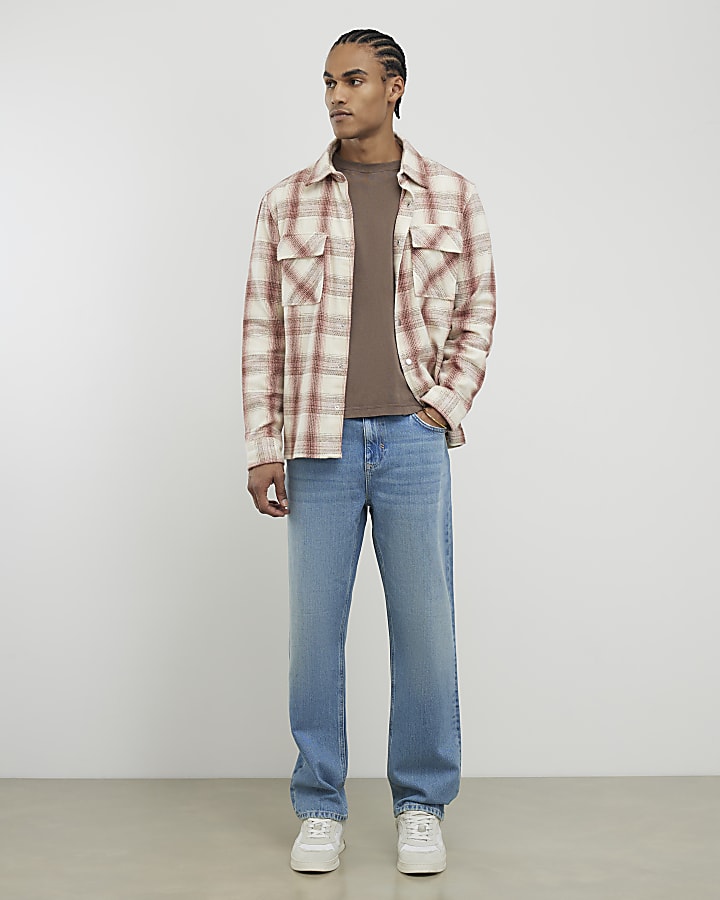 blu lavato i jeans gamba dritta