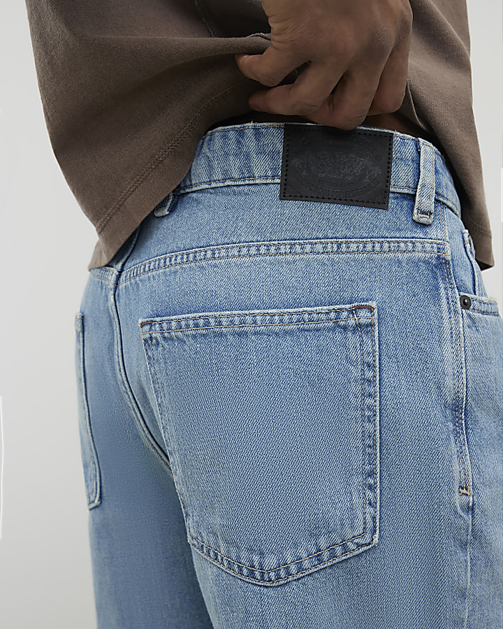 blu lavato i jeans gamba dritta
