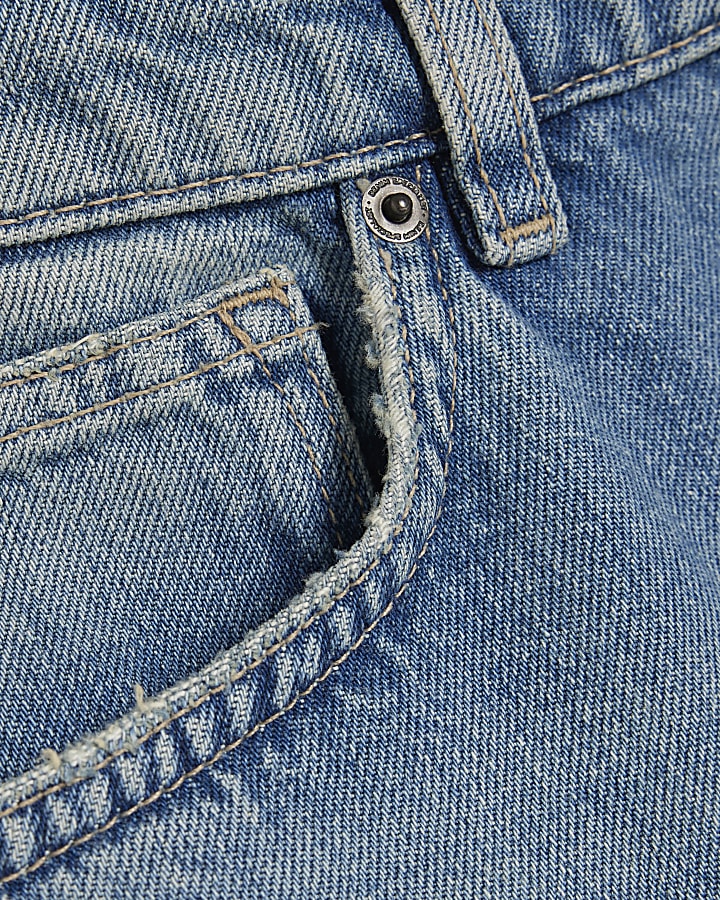 blu lavato i jeans gamba dritta