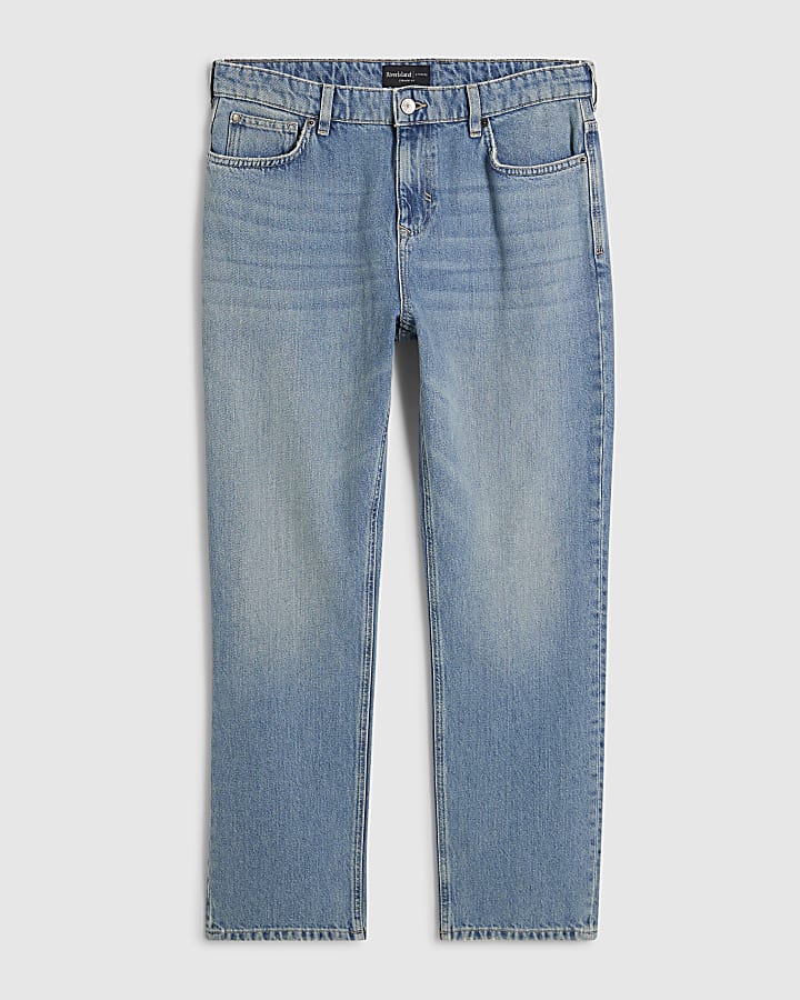 blu lavato i jeans gamba dritta