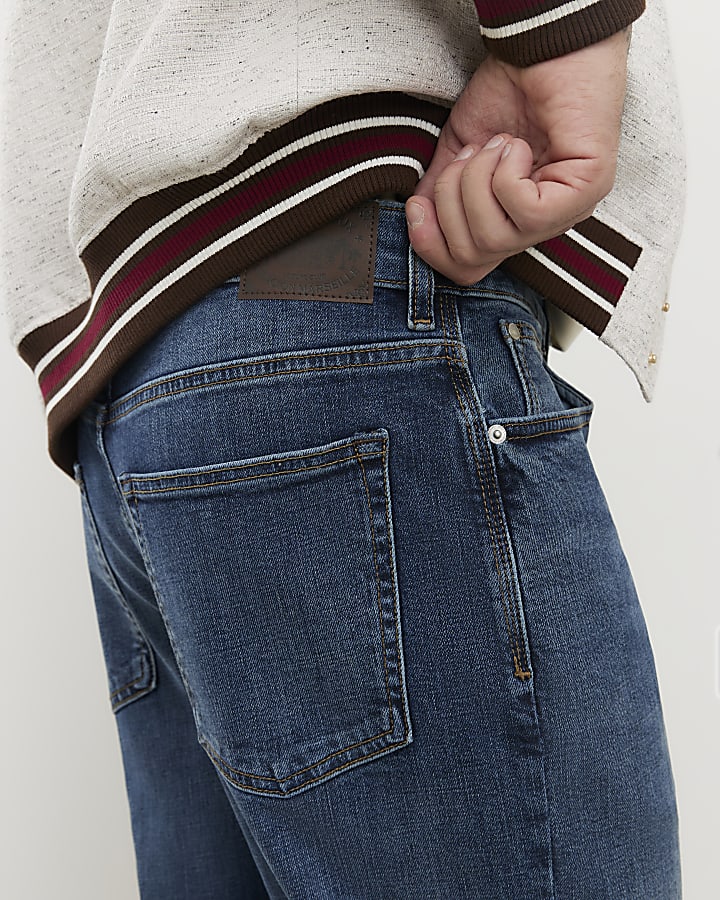 blu lavato i jeans gamba dritta