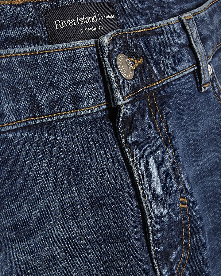 blu lavato i jeans gamba dritta