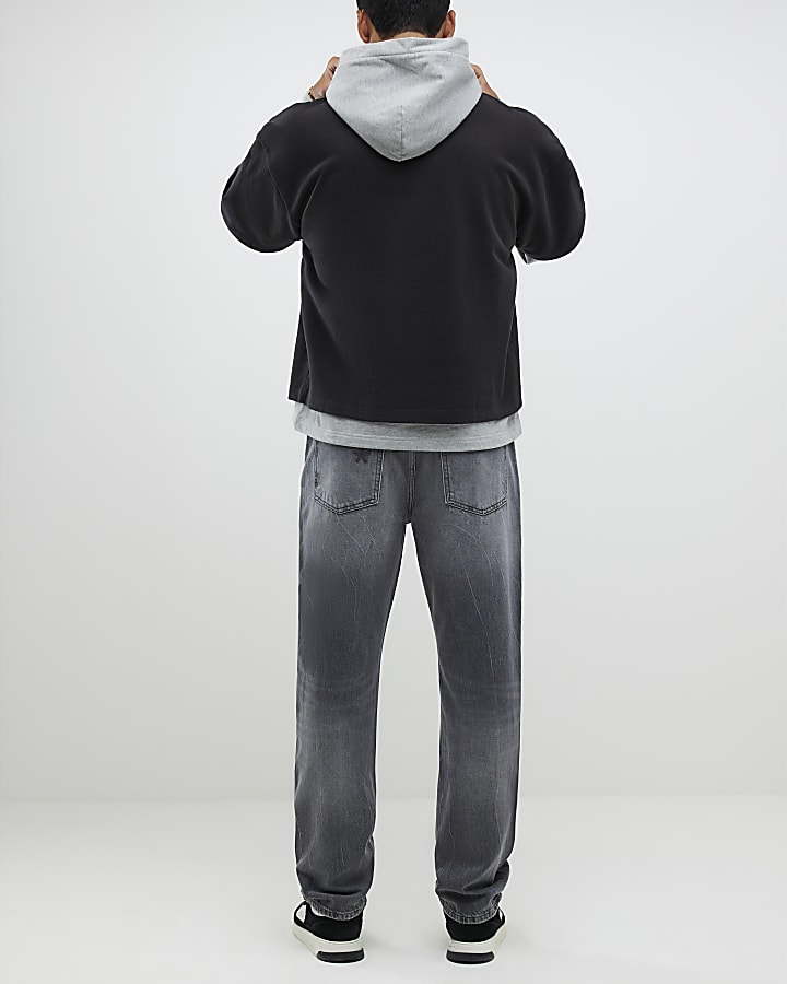 grigio lavato i jeans gamba dritta