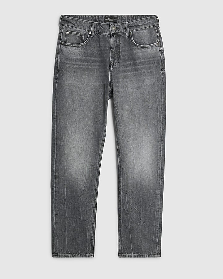 grigio lavato i jeans gamba dritta