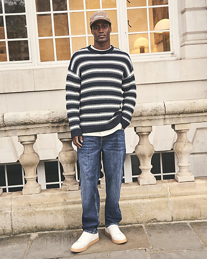 blu demin gamba a tubo mid wash jeans